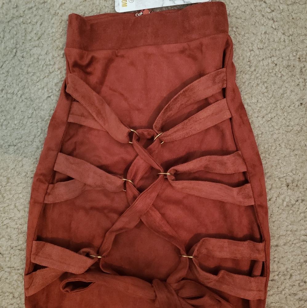 Oh polly Suede skirt & bodysuit set size UK4 US 0